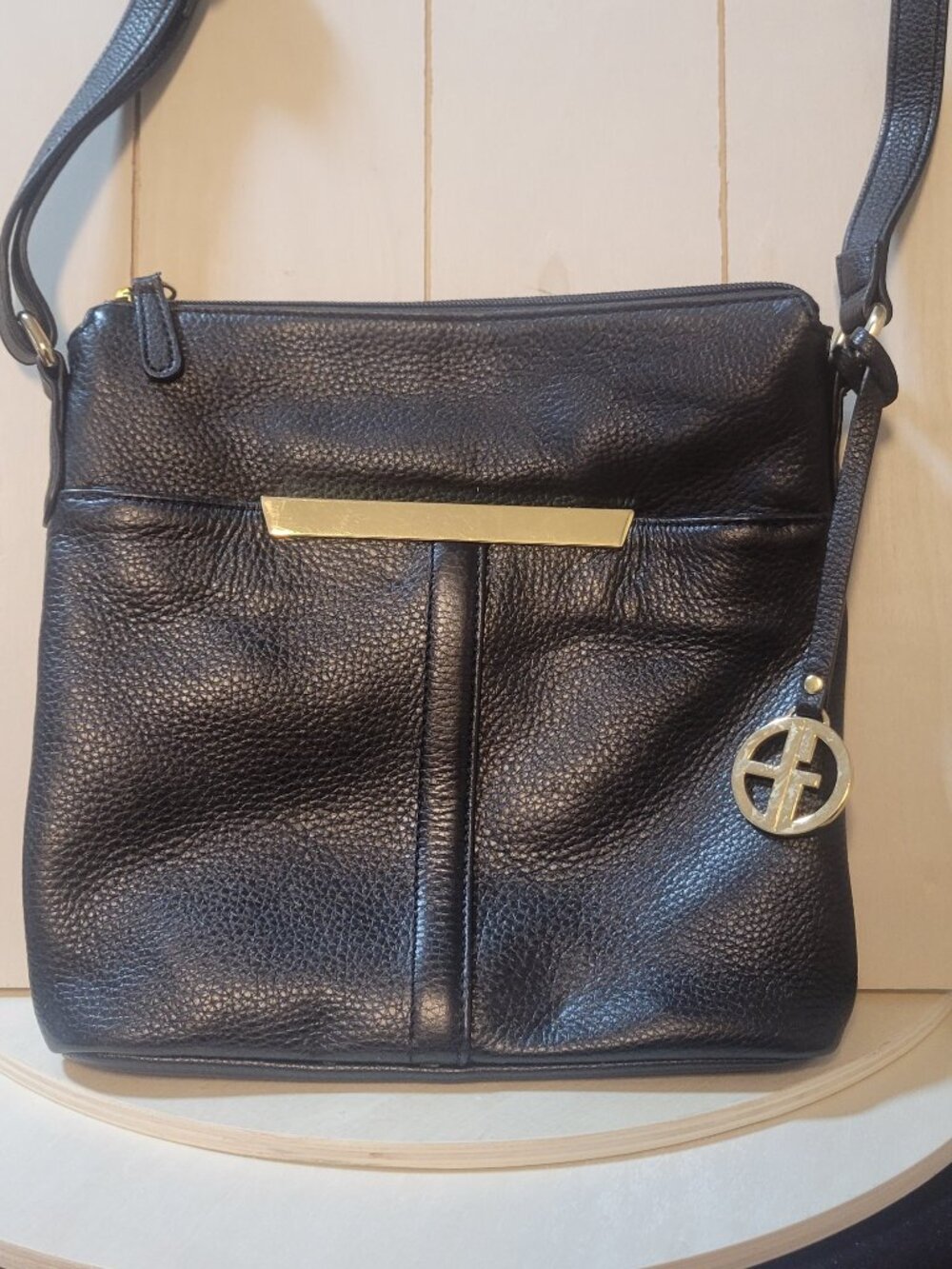 Gianni Bernini Black Leather Crossbody [Item #HR01]